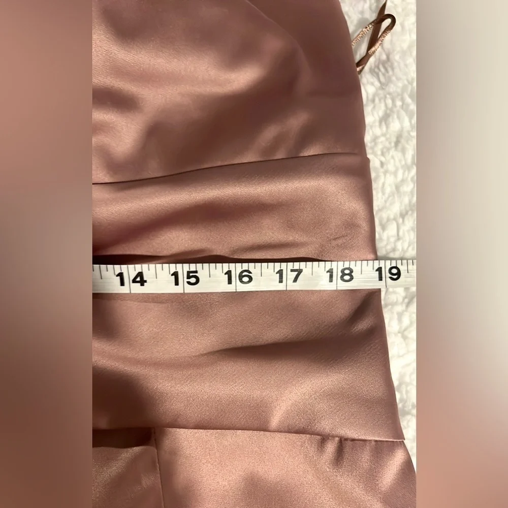 Cachet, Rose Gold Embellished One-Shoulder Dress, Side Zip, Ribboned Waist, 16
